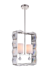2 Light Down Chandelier with Bright Nickel finish