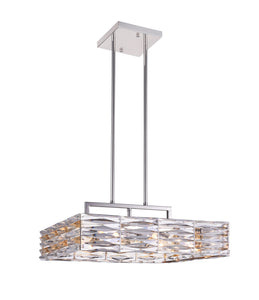 8 Light Down Chandelier with Bright Nickel finish