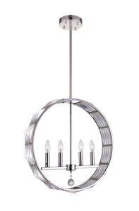 4 Light Down Chandelier with Bright Nickel finish