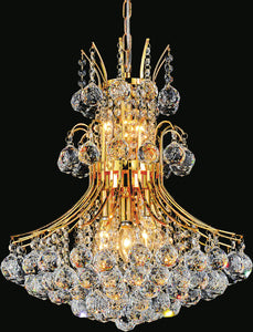 10 Light Down Chandelier with Gold finish