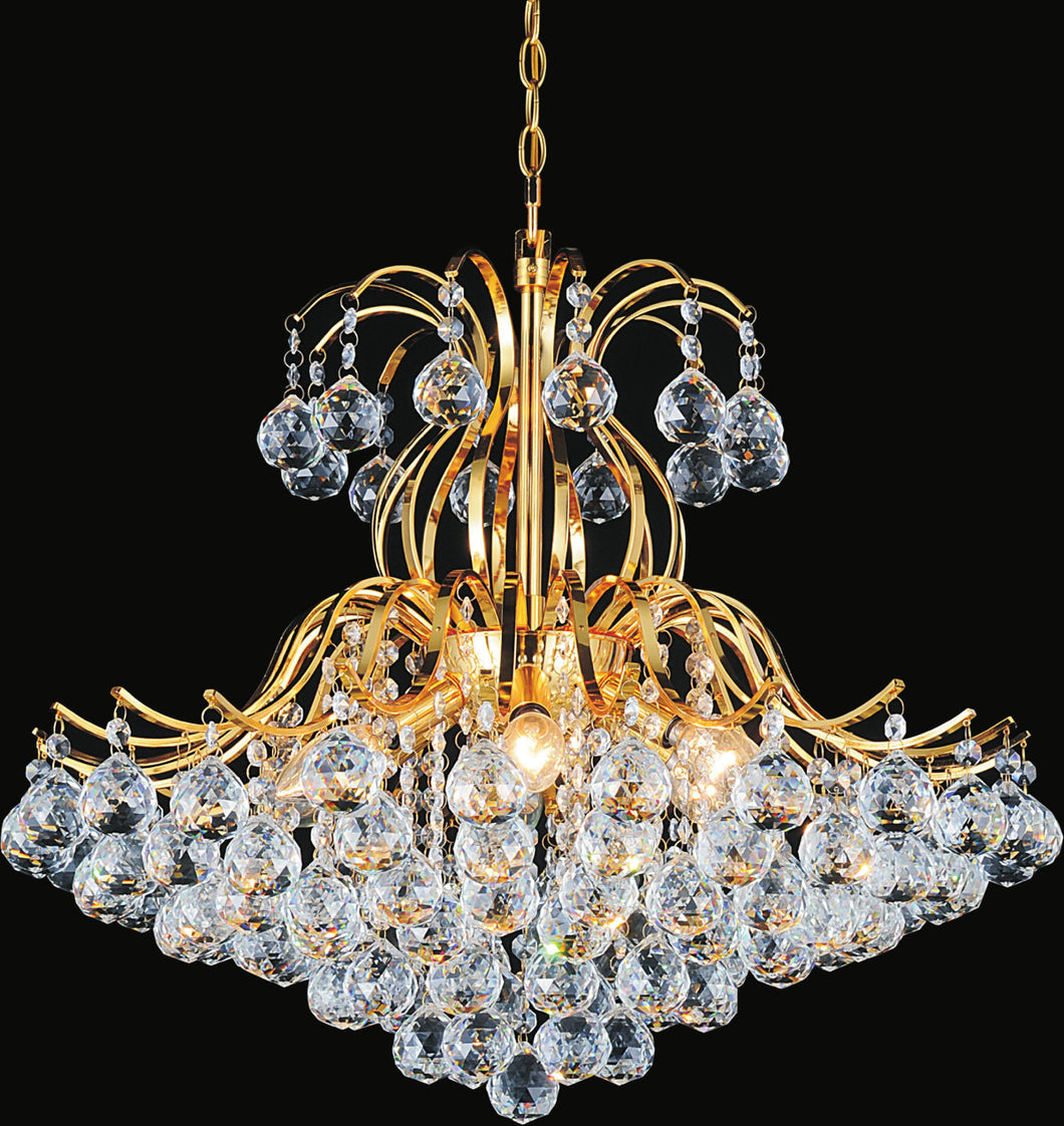 6 Light Down Chandelier with Gold finish