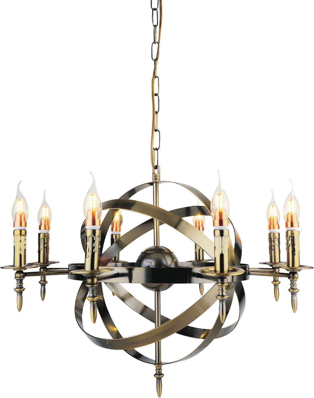 8 Light Up Chandelier with Antique Bronze finish
