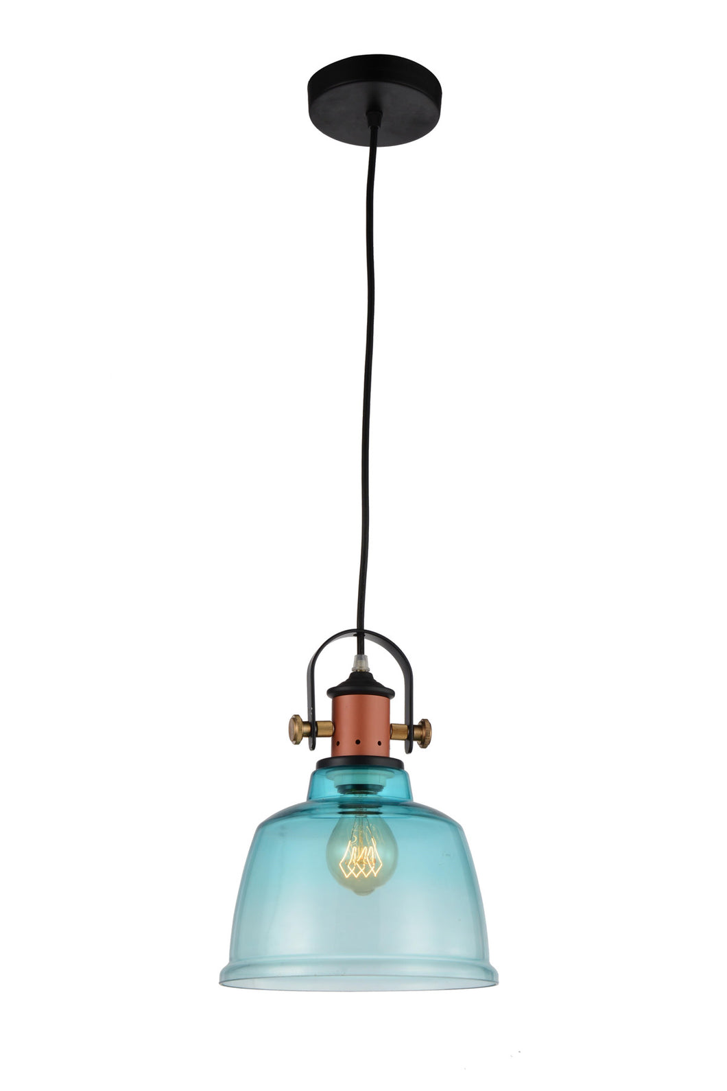 1 Light Down Pendant with Blue finish