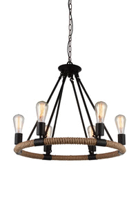 6 Light Up Chandelier with Black  finish