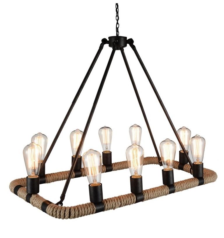 10 Light Up Chandelier with Brown finish