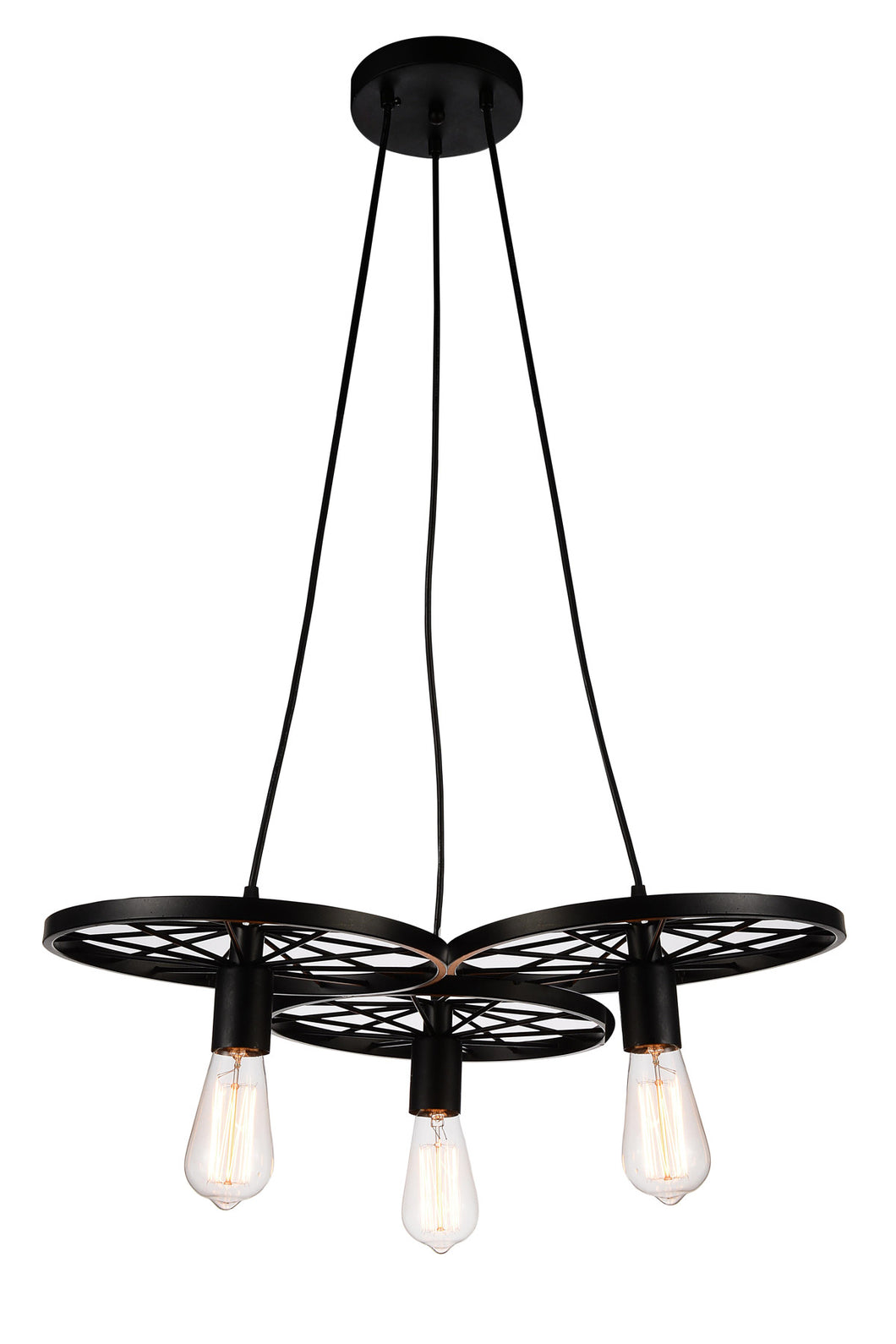 3 Light Down Chandelier with Black finish