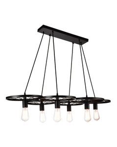 6 Light Down Chandelier with Black finish