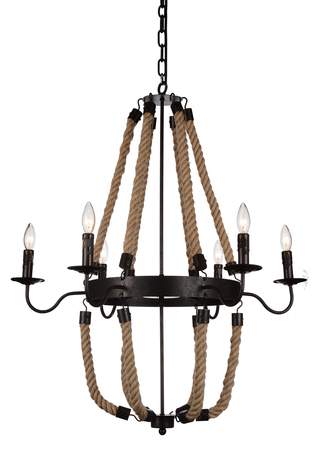 6 Light Chandelier with Rust finish