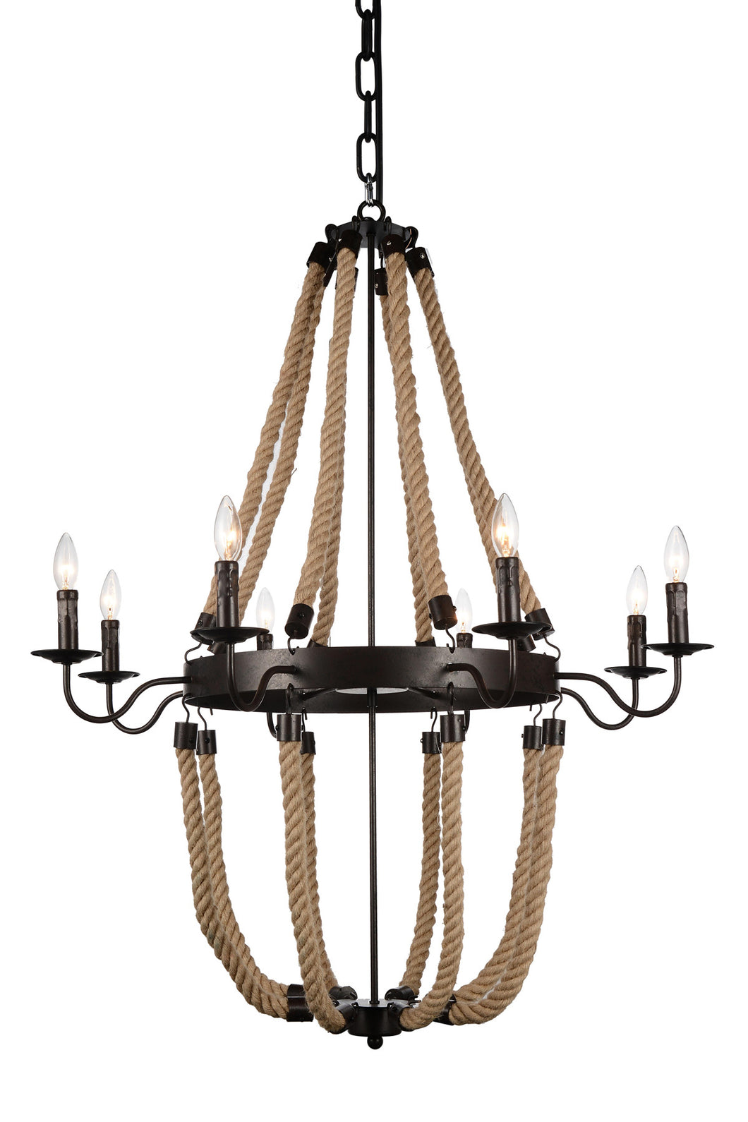 8 Light Up Chandelier with Rust finish