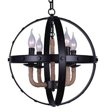 4 Light Up Chandelier with Black finish