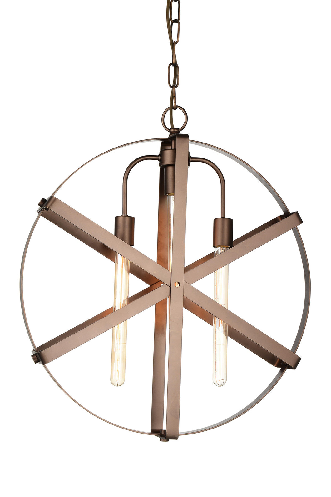 3 Light Down Pendant with Brown finish