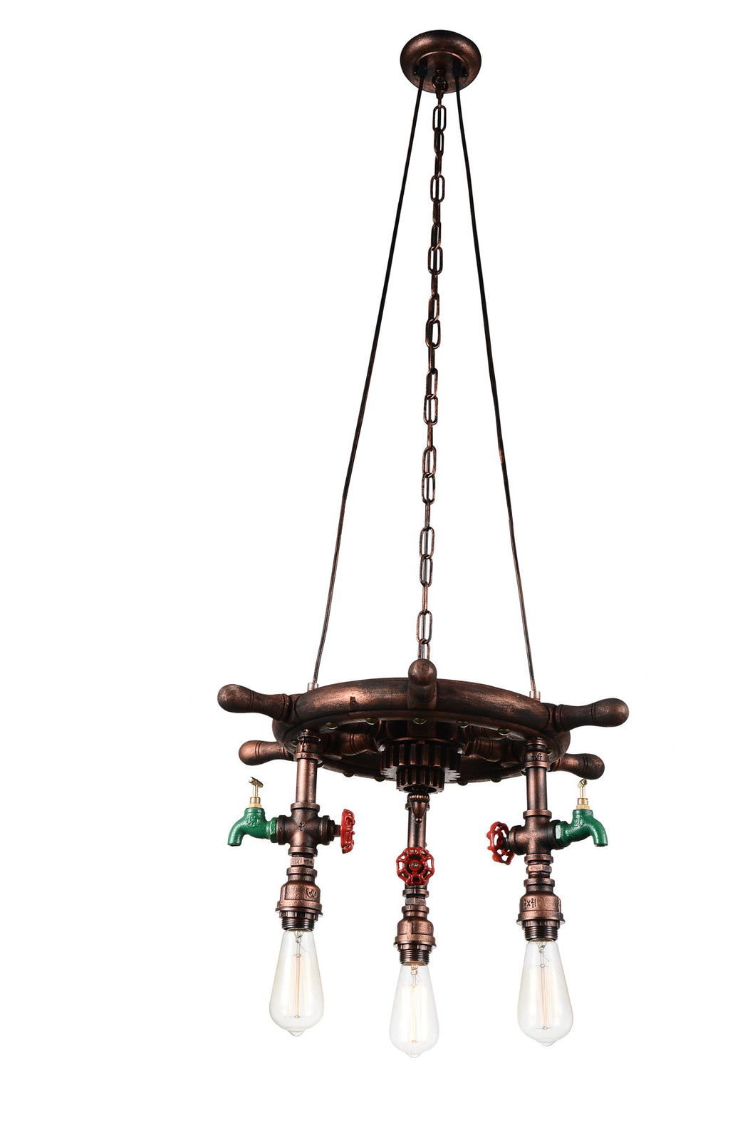 3 Light Down Chandelier with Speckled copper finish