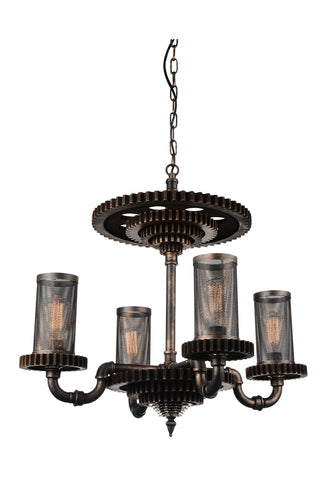 4 Light Up Chandelier with Rust finish