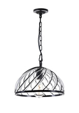 Load image into Gallery viewer, 1 Light Down Pendant with Black &amp; Wood finish