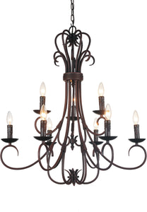 9 Light Up Chandelier with Oil Rubbed Brown finish