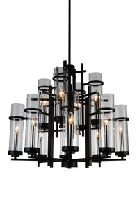 12 Light Up Chandelier with Black finish