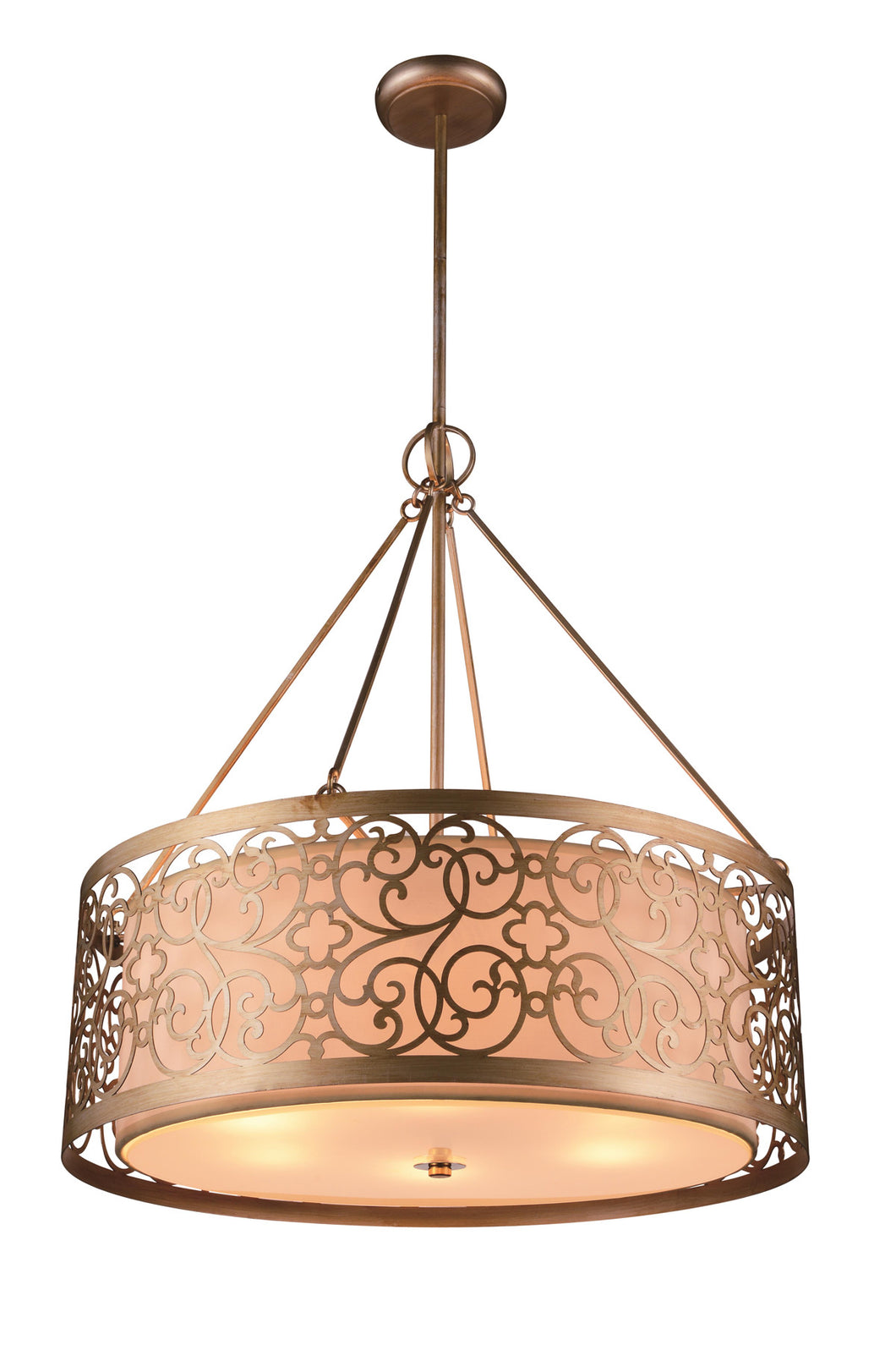 4 Light Drum Shade Chandelier with Rubbed Silver finish
