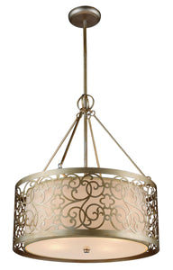 5 Light Drum Shade Chandelier with Rubbed Silver finish