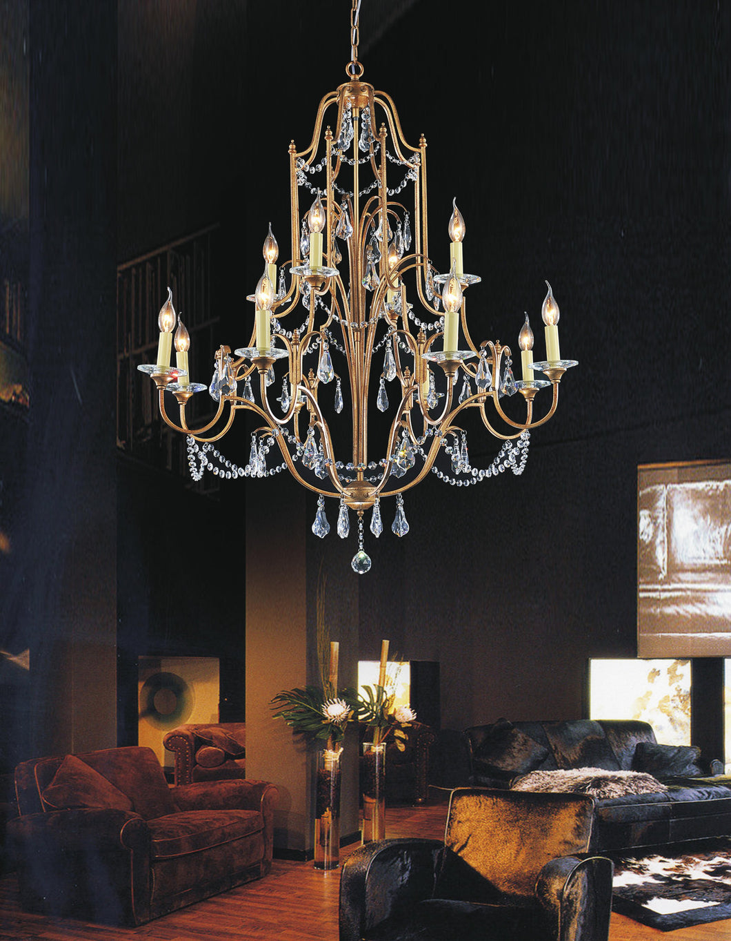12 Light Up Chandelier with Oxidized Bronze finish