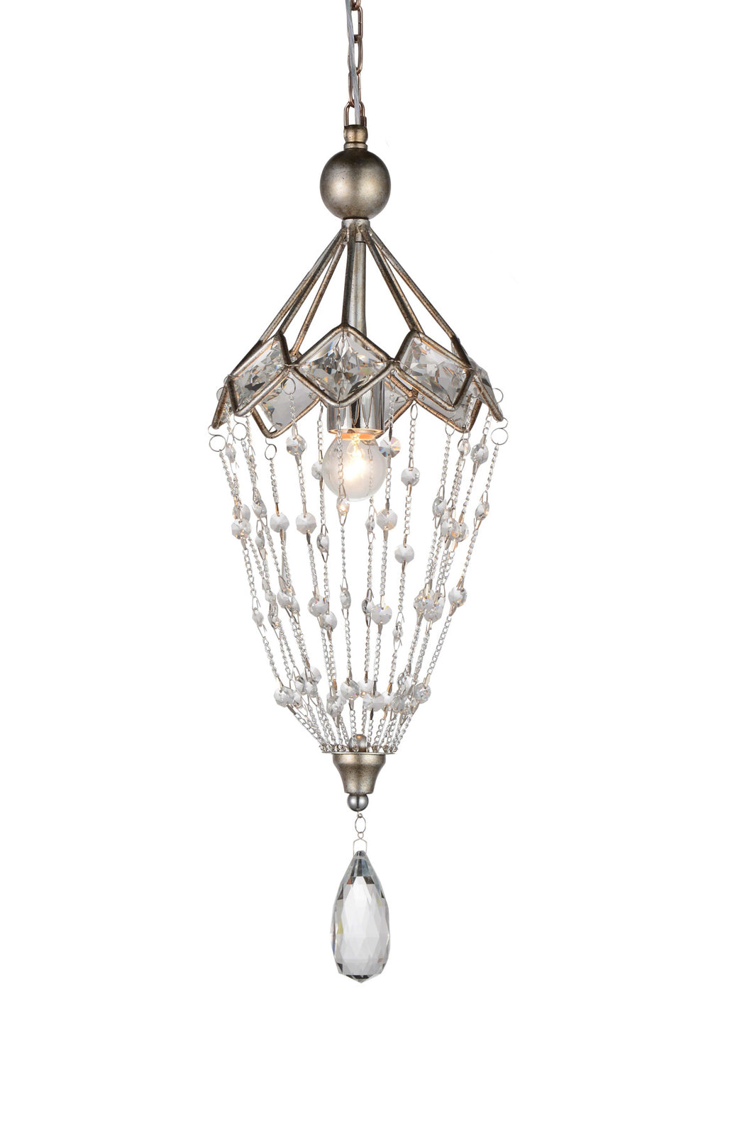 1 Light Down Mini Chandelier with Speckled Nickel finish