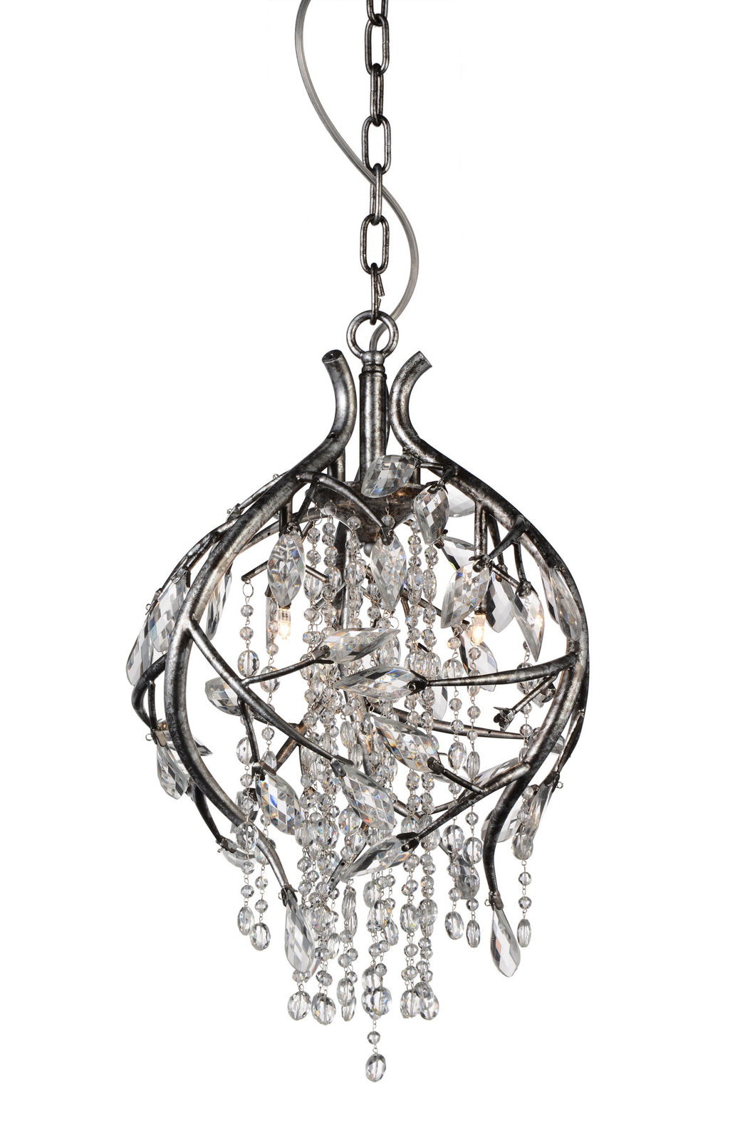 3 Light Down Chandelier with Speckled Nickel finish