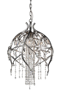 6 Light Down Chandelier with Speckled Nickel finish