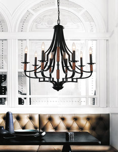 8 Light Up Chandelier with Black finish