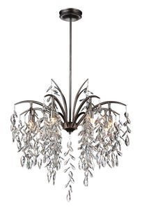 8 Light Down Chandelier with Silver Mist finish
