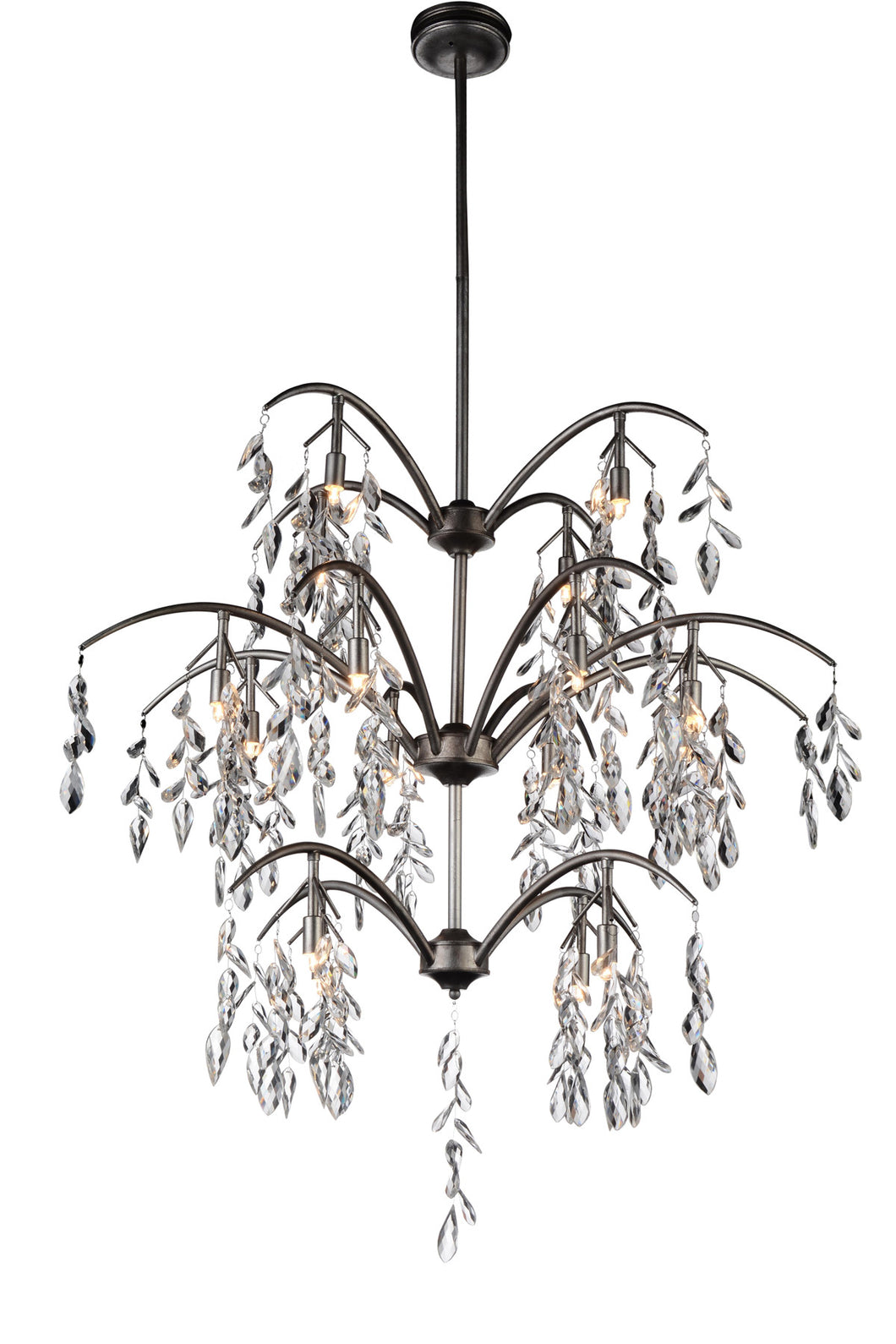 16 Light Down Chandelier with Silver Mist finish