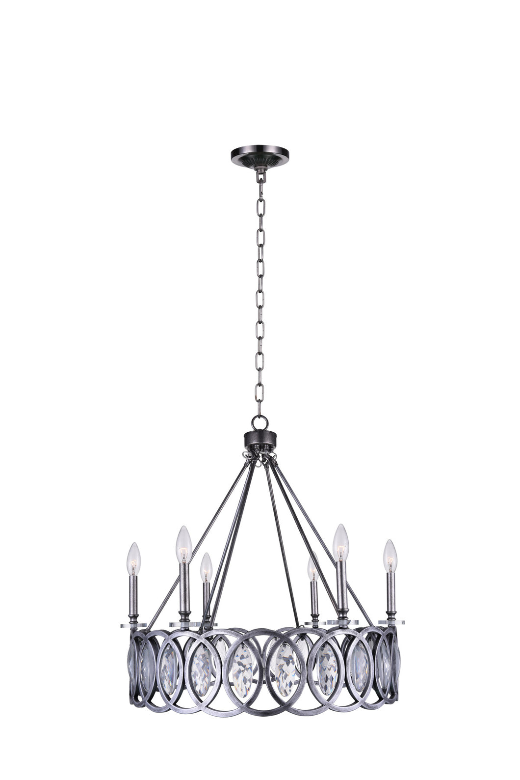 6 Light Candle Chandelier with Gun Metal finish