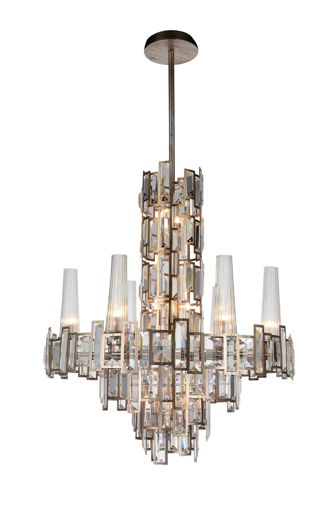 12 Light Down Chandelier with Champagne finish
