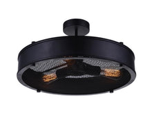 Load image into Gallery viewer, 3 Light Drum Shade Flush Mount with Black finish