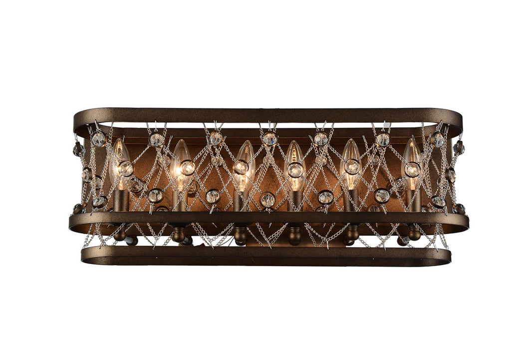 6 Light Wall Sconce with Speckled Bronze finish