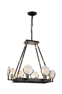 6 Light Up Chandelier with Brown finish
