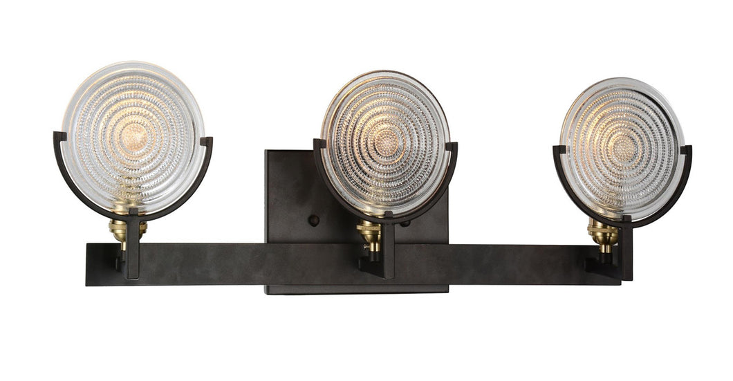 3 Light Wall Sconce with Brown finish