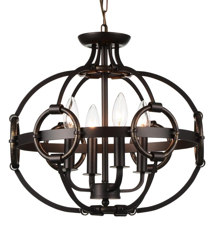 4 Light Up Chandelier with Brushed Golden Brown finish