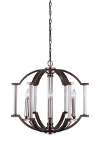 Load image into Gallery viewer, 6 Light Candle Chandelier with Brownish Silver finish