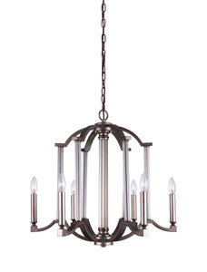 6 Light Candle Chandelier with Brownish Silver finish