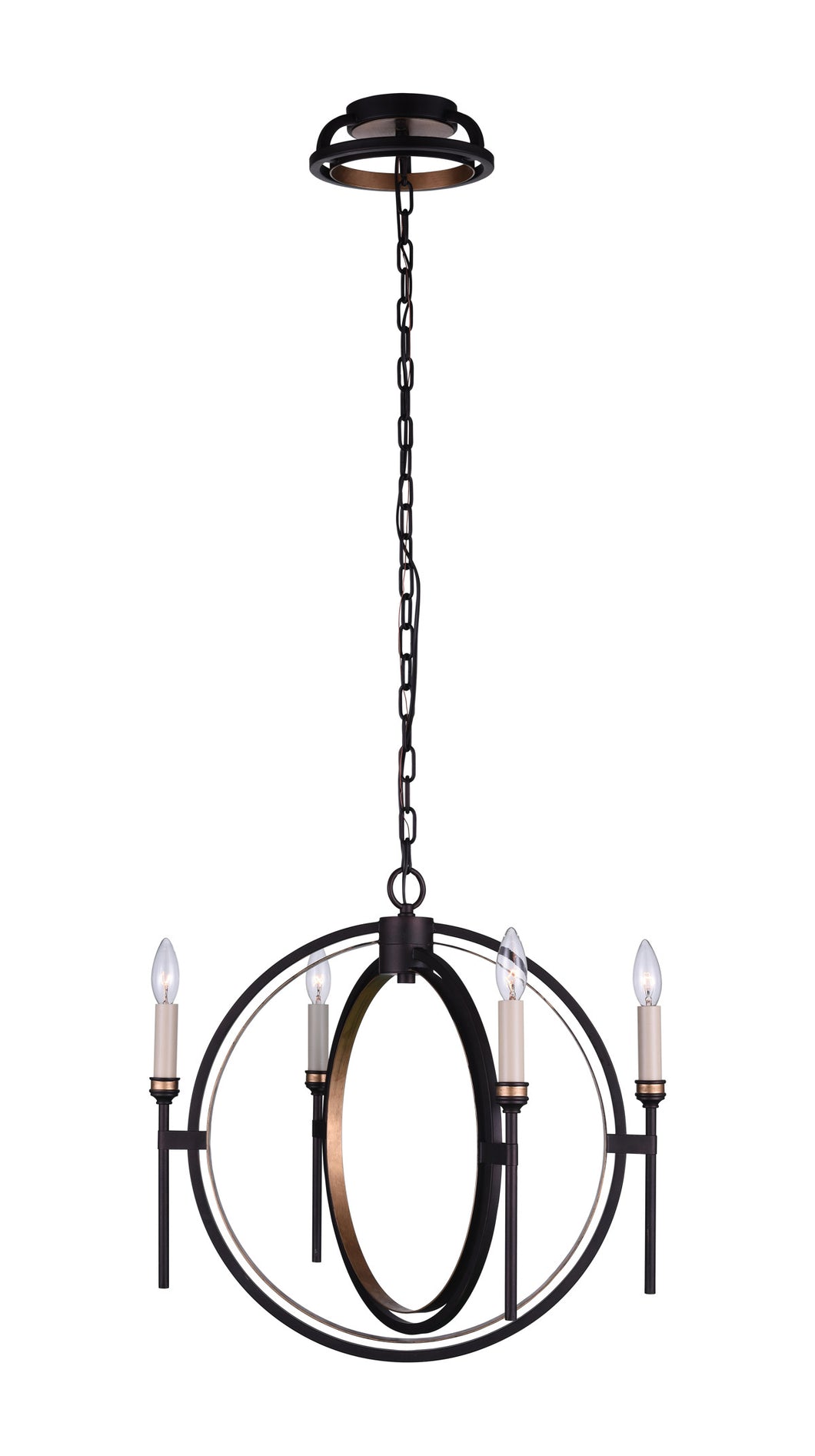 4 Light Candle Chandelier with Golden Brown finish
