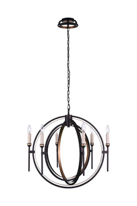 6 Light Candle Chandelier with Golden Brown finish