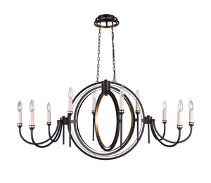 10 Light Candle Chandelier with Golden Brown finish