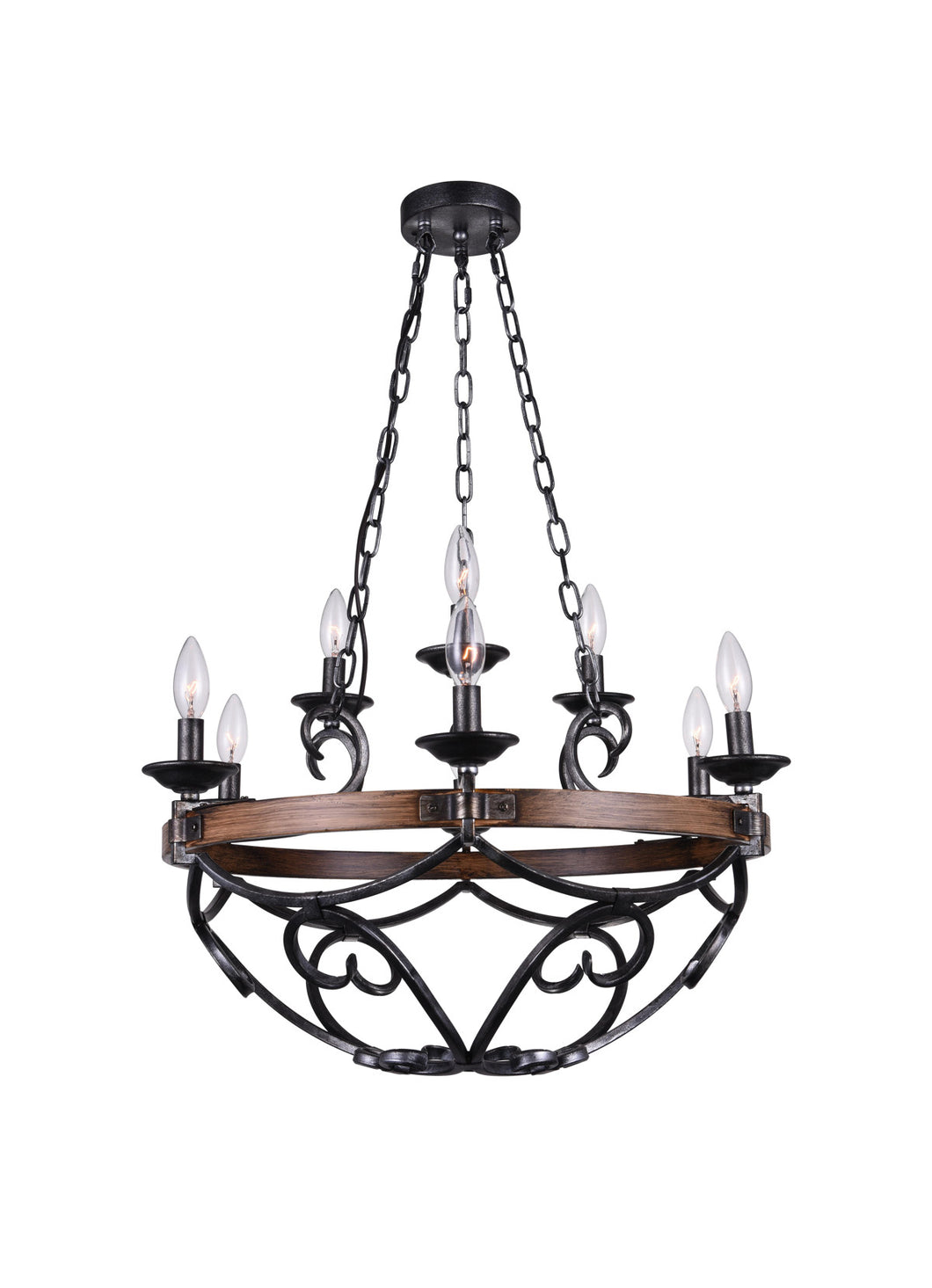 9 Light Candle Chandelier with Gun Metal finish