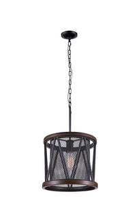 1 Light Drum Shade Mini Chandelier with Pewter finish