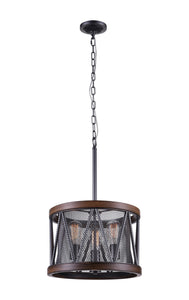 3 Light Drum Shade Chandelier with Pewter finish
