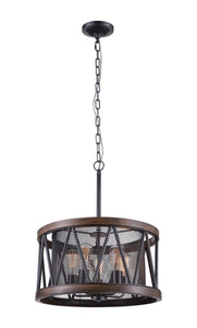 5 Light Drum Shade Chandelier with Pewter finish
