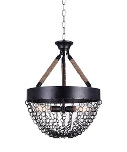 3 Light Down Chandelier with Antique Black finish