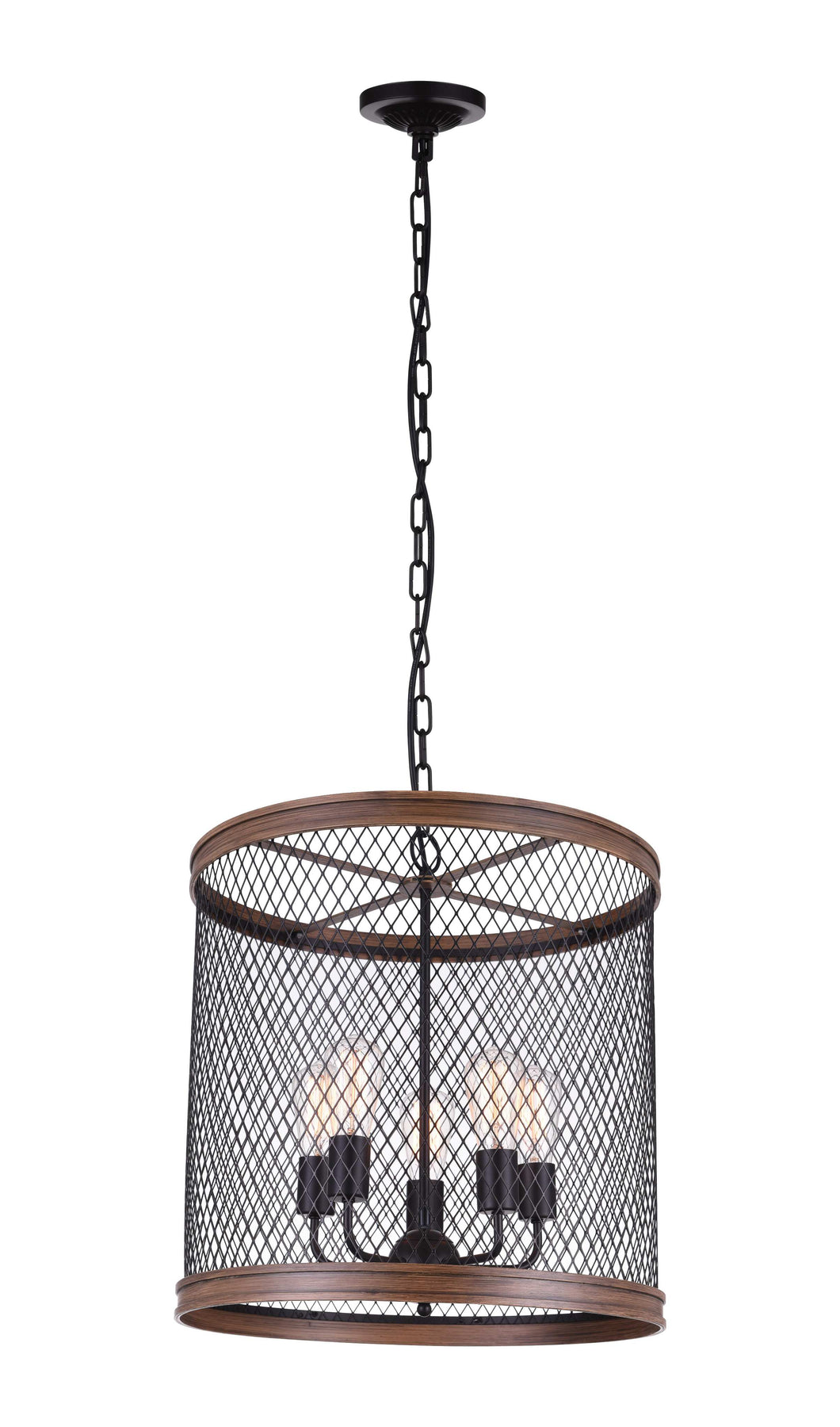5 Light Drum Shade Chandelier with Black finish