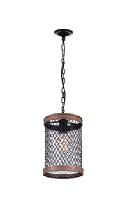 1 Light Drum Shade Mini Chandelier with Black finish