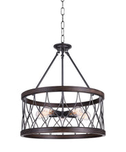Load image into Gallery viewer, 5 Light Drum Shade Chandelier with Gun Metal finish