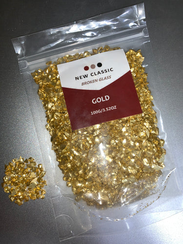 GOLD BROKEN GLASS 100 GRAMS (BIG GLASS)